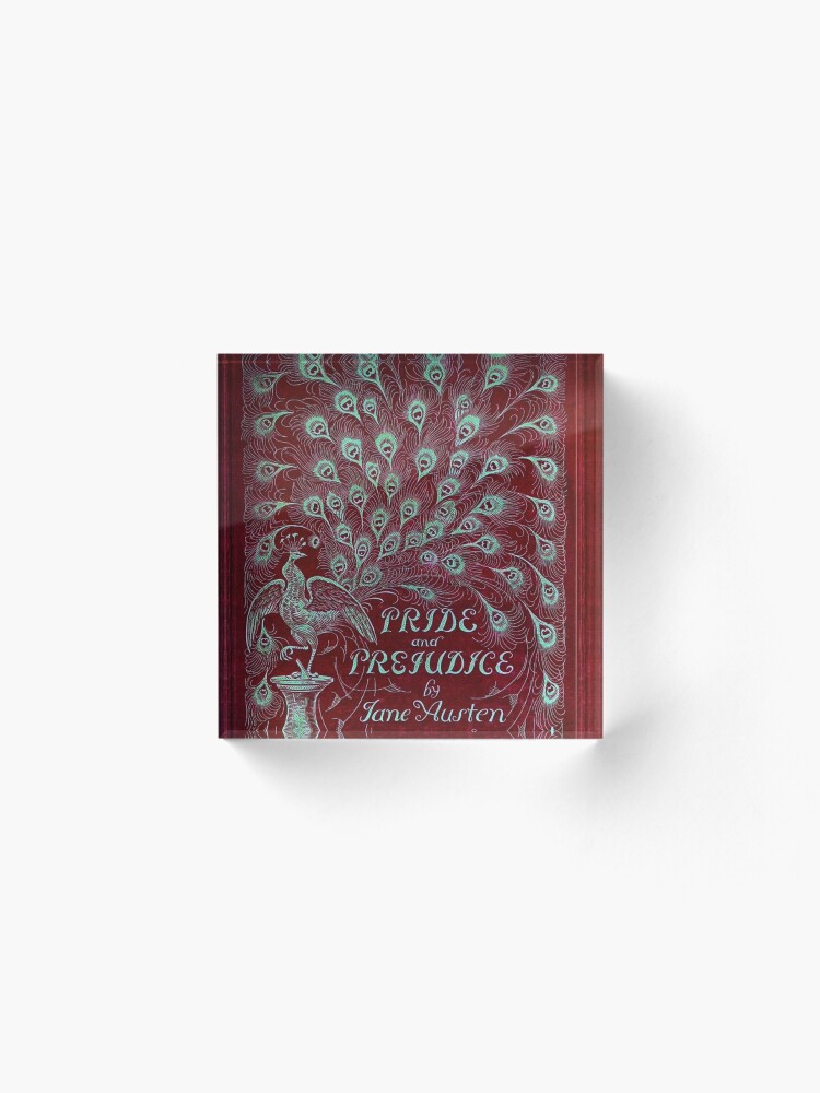 Alternate view of Pride and Prejudice, 1894 Peacock Cover in Red Acrylic Block