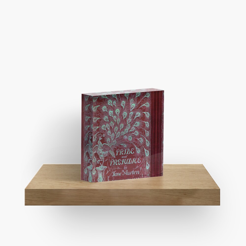 Pride and Prejudice, 1894 Peacock Cover in Red Acrylic Block