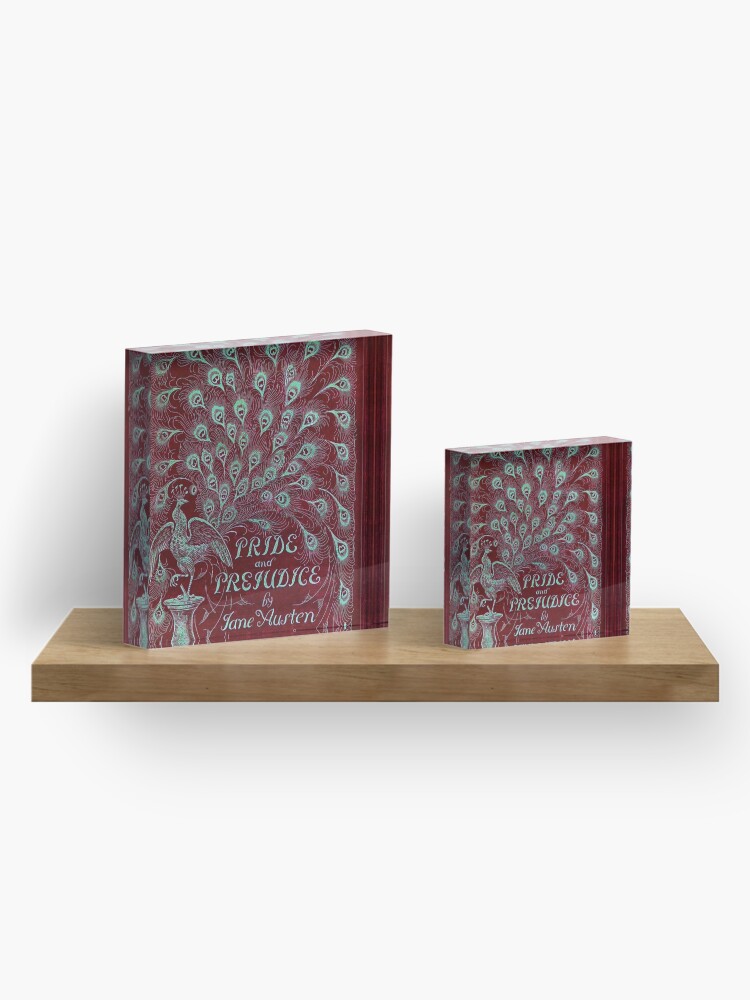 Alternate view of Pride and Prejudice, 1894 Peacock Cover in Red Acrylic Block