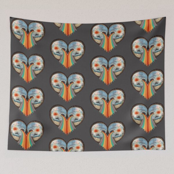 Item preview, Skull Heart Rainbow Beach and Night Sky Lowbrow Artwork designed and sold by Mutantland.