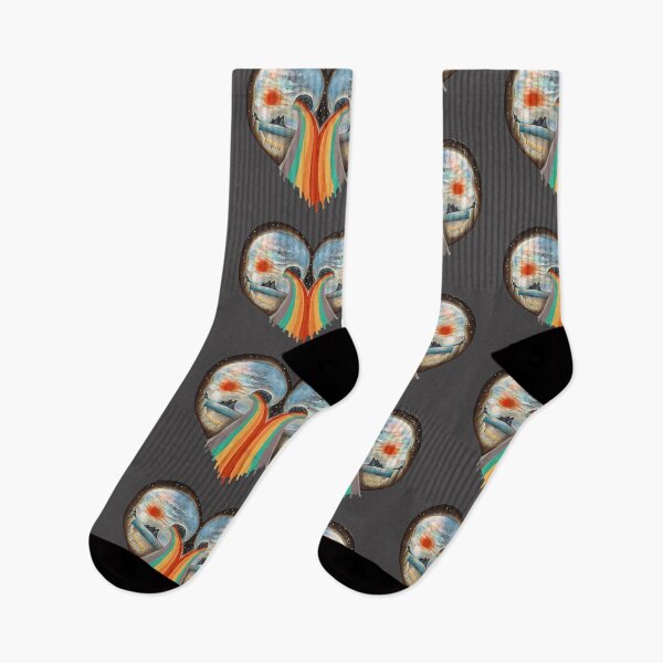 Item preview, Skull Heart Rainbow Beach and Night Sky Lowbrow Artwork designed and sold by Mutantland.