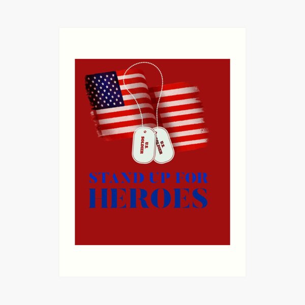 "Stand Up For Heroes United States Flag Color Name Tag Graphic Design