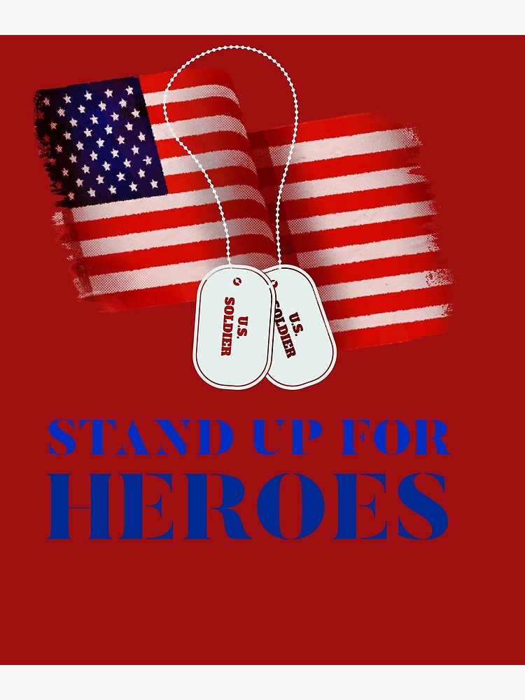 "Stand Up For Heroes United States Flag Color Name Tag Graphic Design