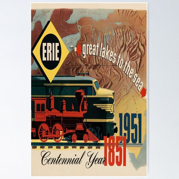 Item preview, Erie vintage travel poster designed and sold by stickart-marek.