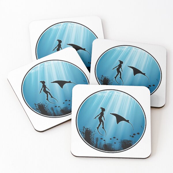 Item preview, Free divers and manta rays designed and sold by NicGrayGraphic.