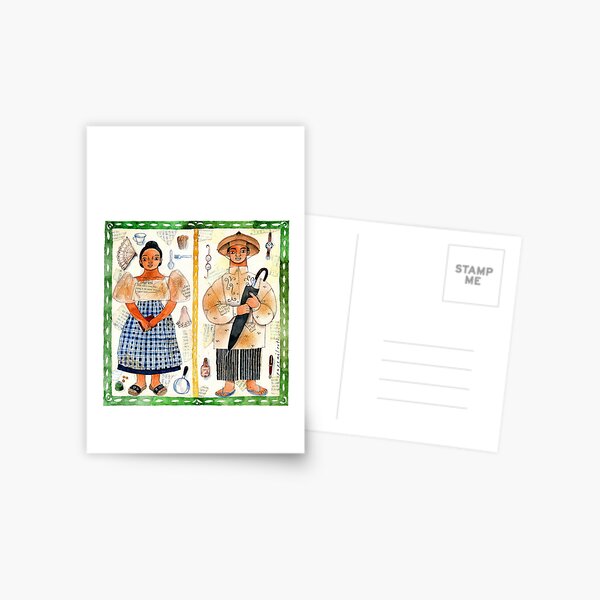 Filipino and Filipina illustrated by Robert Alejandro Postcard