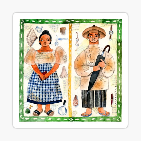 Filipino and Filipina illustrated by Robert Alejandro Sticker