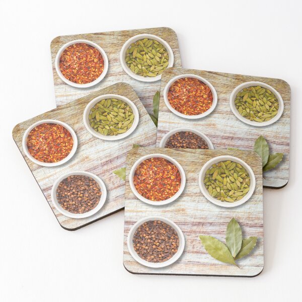 Item preview, Spices in Pots on Old Wooden Chopping Board designed and sold by MarkUK97.