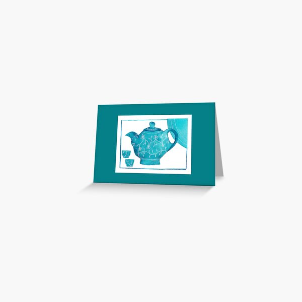 Blue Teapot Greeting Card