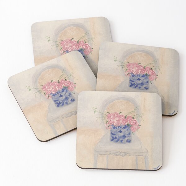 Item preview, Country French Chair with Blue and White Ginger Jar Pink Roses  designed and sold by monpetitbijou.
