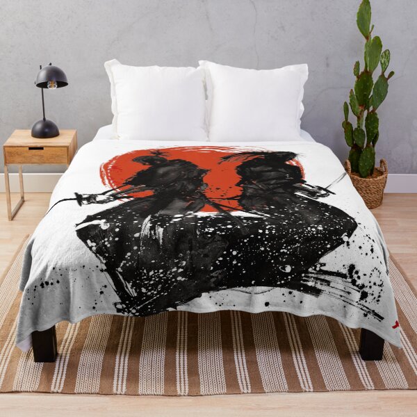 Item preview, Japanese ink drawing Two Japan samurai with katana rising sun designed and sold by Kallandra.