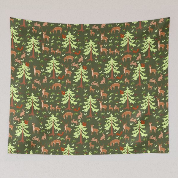 Item preview, Woodland animals and firs pattern designed and sold by burbura.