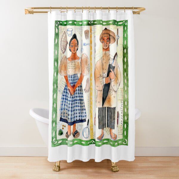 Filipino and Filipina illustrated by Robert Alejandro Shower Curtain