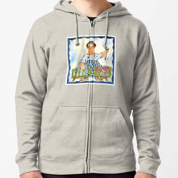 market fish vendor illustration by robert alejandro Zipped Hoodie
