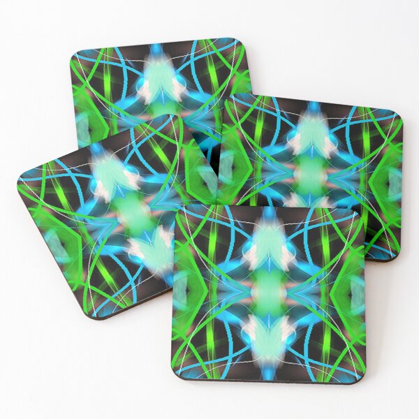 Item preview, Neon blue and green graphic psychedelic ,arte abstracto,abstract art design designed and sold by Adri Barnard.