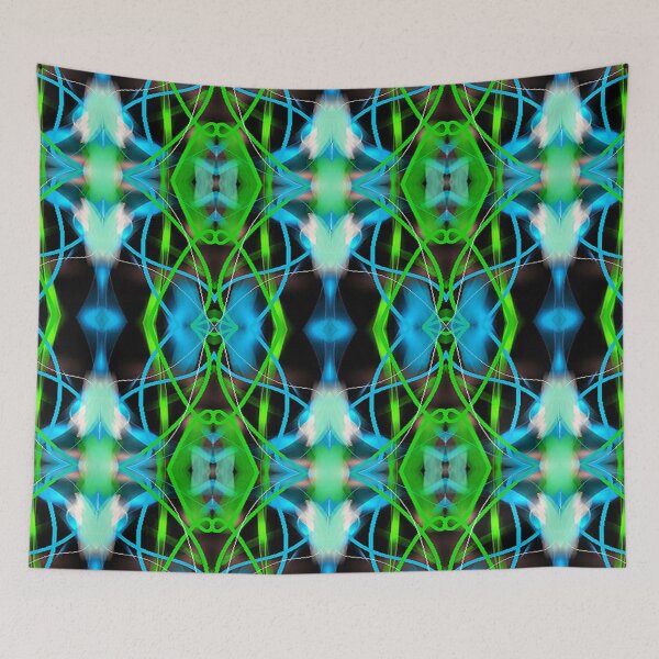 Item preview, Neon blue and green graphic psychedelic ,arte abstracto,abstract art design designed and sold by Adri Barnard.