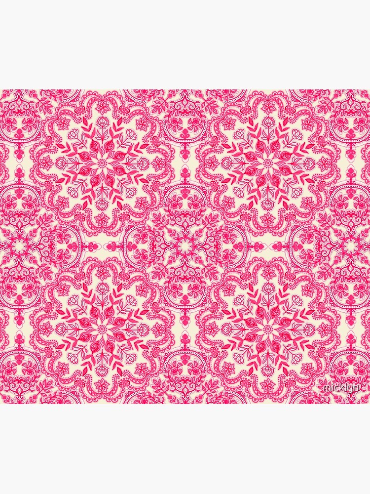 Hot Pink & Soft Cream Folk Art Pattern by micklyn