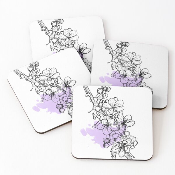 Aperçu de l'œuvre Waterline Cherry Blossom en violet Art créée et vendue par SkyeKArtworkz.