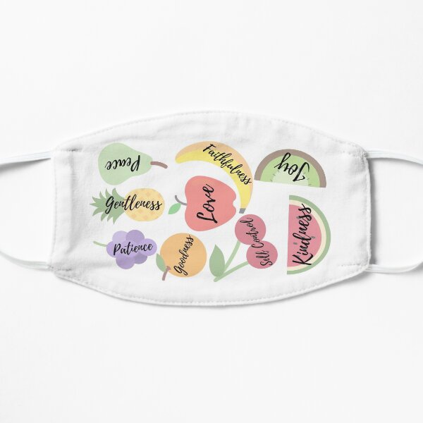 fruits of the spirit, bible verse, galatians 5:22-23, love, joy, peace, patience, kindness, faithfulness, goodness, gentleness, self control Mask
