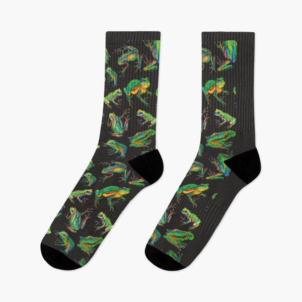 Item preview, Rainbow Frogs Pattern (black) designed and sold by Anna Kindt.