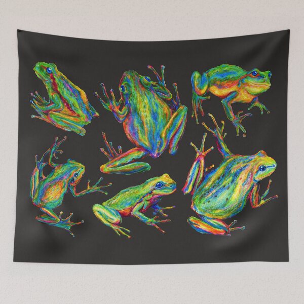 Item preview, Rainbow Frogs Pattern (black) designed and sold by Anna Kindt.