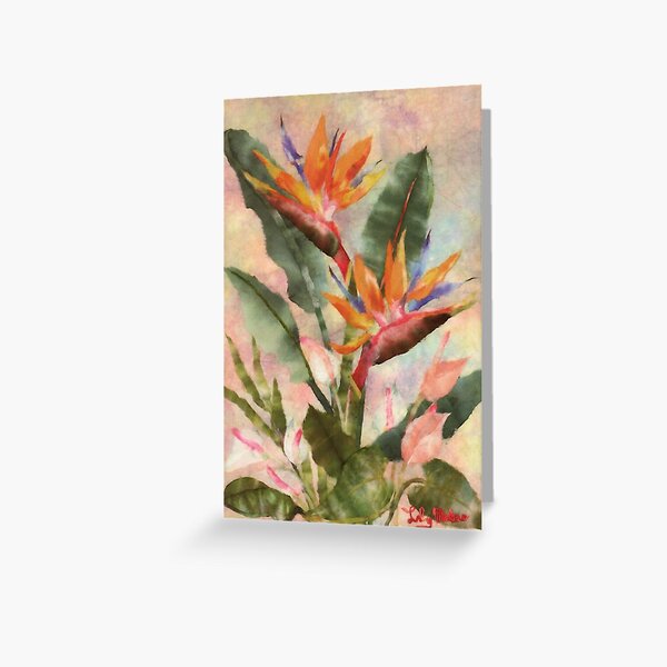 Bird of Paradise with Anthurium Greeting Card