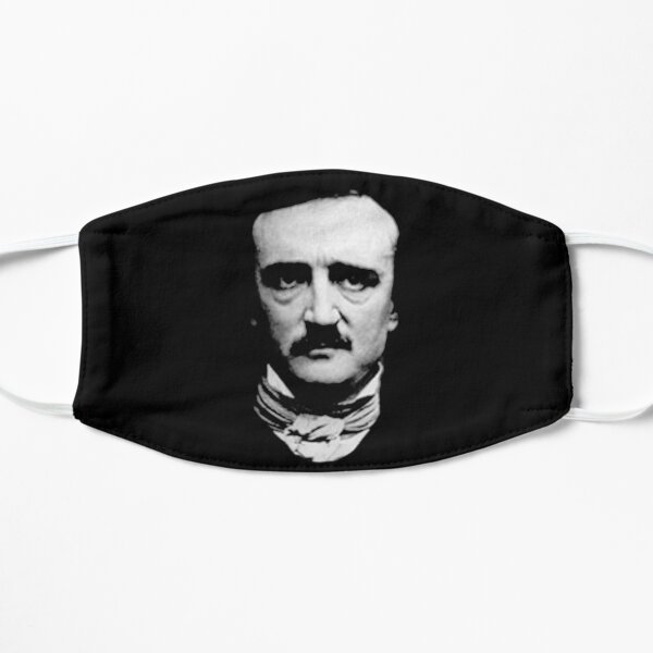 Black and White Portrait of Edgar Allan Poe Master of Horror Flache Maske