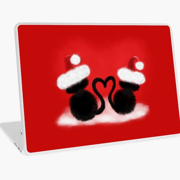 Weihnachtskatzen mit Herz Laptop Folie