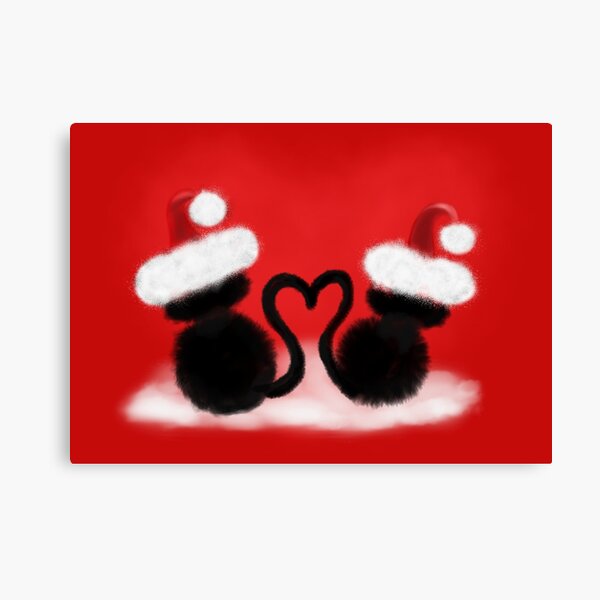 Weihnachtskatzen mit Herz Leinwanddruck