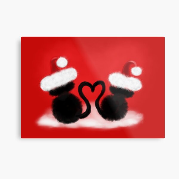 Weihnachtskatzen mit Herz Metallbild
