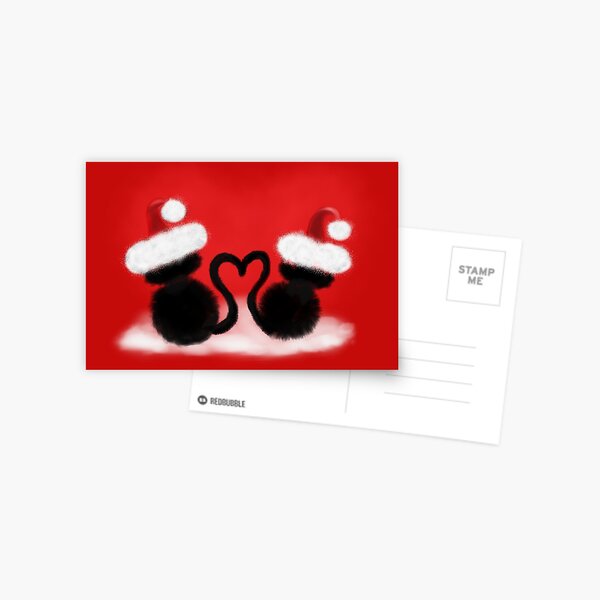 Weihnachtskatzen mit Herz Postkarte