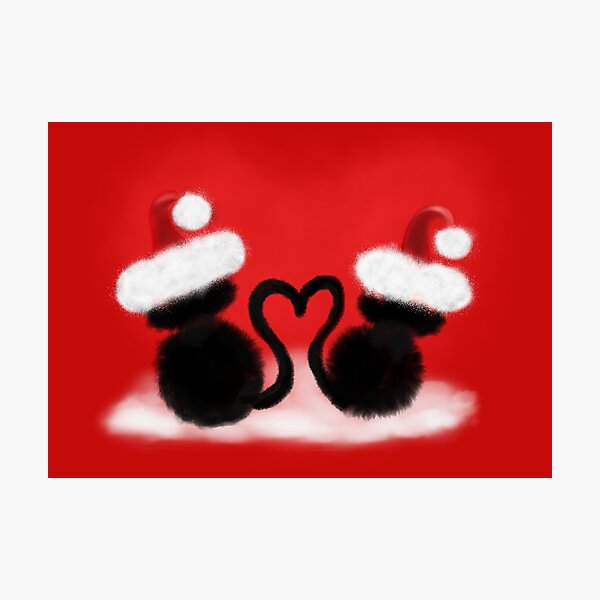 Weihnachtskatzen mit Herz Fotodruck
