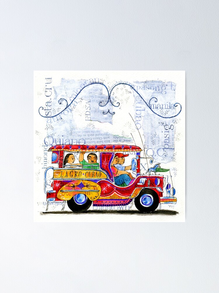"Manila jeepney ride illustration by robert alejandro" Poster for Sale