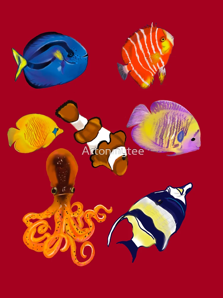 Best fishing gifts for fish lovers 2022. Fish Coral reef fish rainbow  coloured / colored fish | Kids T-Shirt