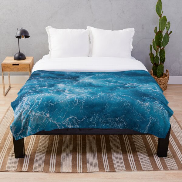 Blue Ocean Waves Throw Blanket