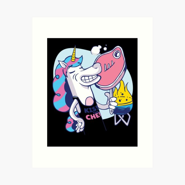 unicorn chef bbq fun Art Print