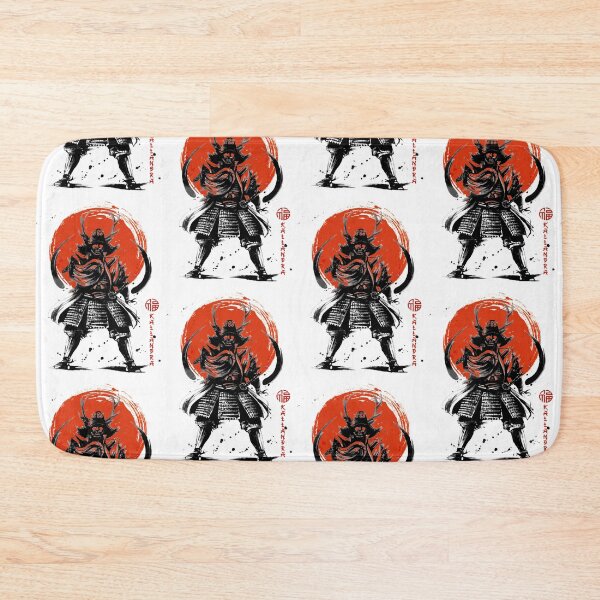 Item preview, Japan samurai in armor with katana before sunrise - art print designed and sold by Kallandra.