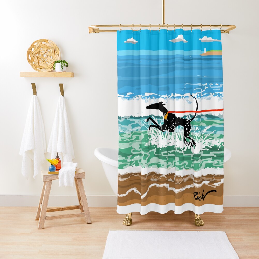 Running in the Sea Shower Curtain