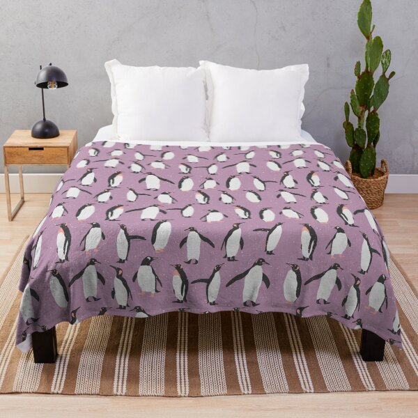 Item preview, Happy Penguins and Snow on a purple background designed and sold by headpossum.