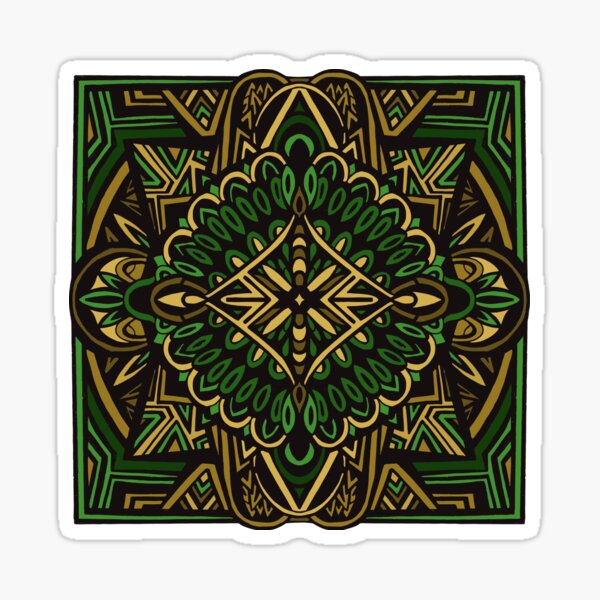Item preview, Rustic Pattern Mandala Tile - Dark Green and Brown Color Palette designed and sold by Sketchbook Designs.