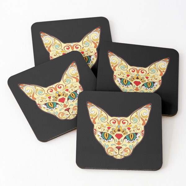 Item preview, Sugar skull cat day of the dead design designed and sold by headpossum.