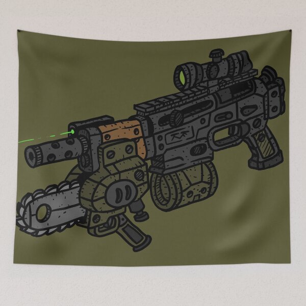 Item preview, chainsaw gun sticker. designed and sold by JJadx.