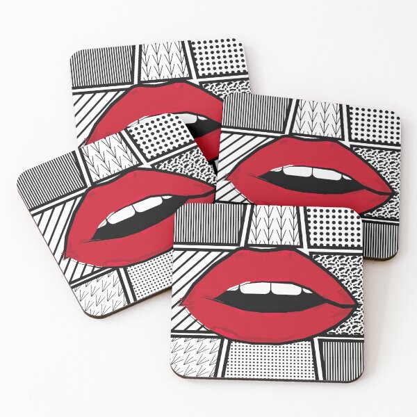 Item preview, Red Lips on Black and White Background designed and sold by afreyd.