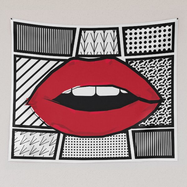 Item preview, Red Lips on Black and White Background designed and sold by afreyd.