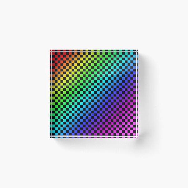 Item preview, Checkerboard pattern rainbow colors colorful black designed and sold by ChrissiCreation.