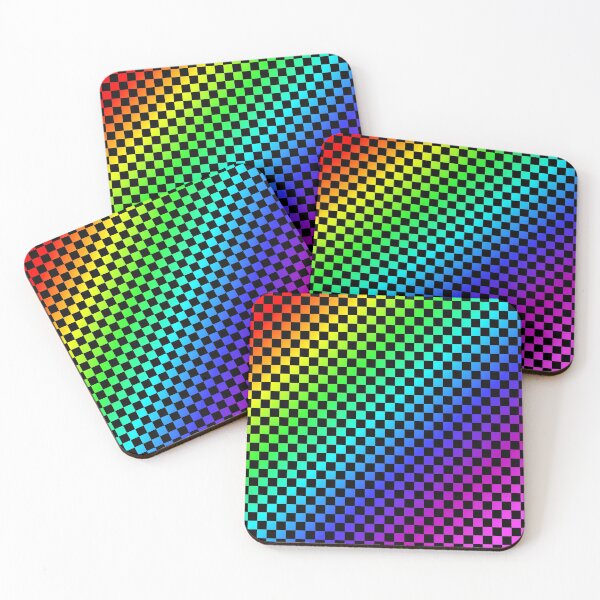 Item preview, Checkerboard pattern rainbow colors colorful black designed and sold by ChrissiCreation.