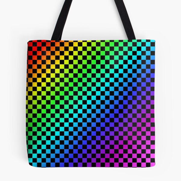 Item preview, Checkerboard pattern rainbow colors colorful black designed and sold by ChrissiCreation.