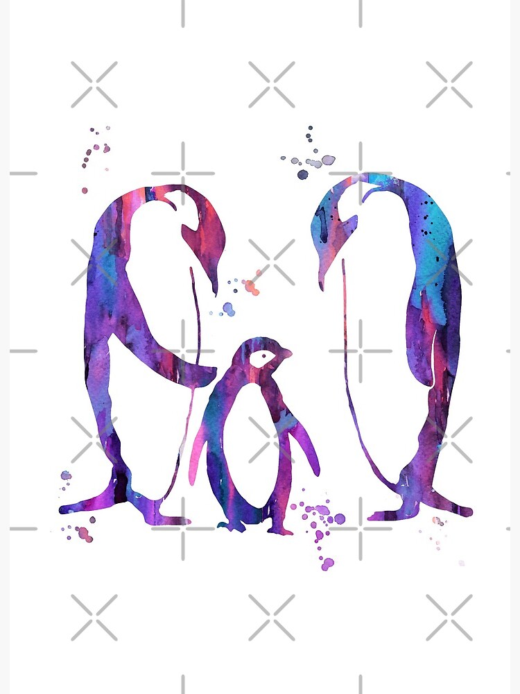 Penguins in love, Penguin family, Penguin print, watercolor Penguin | Art  Board Print