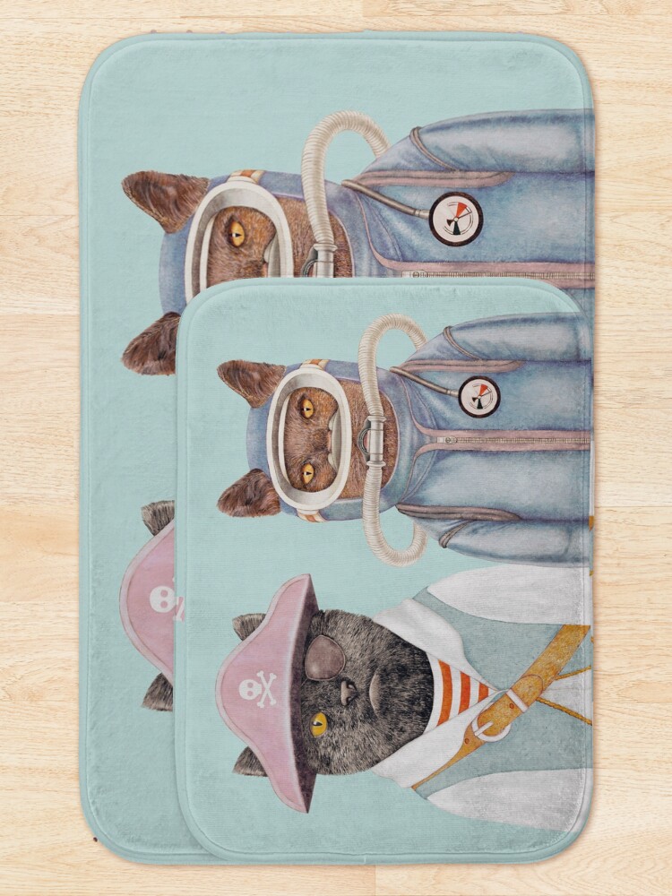 Thumbnail 5 of 6, Bath Mat, Aquatic Cats designed and sold by AnimalCrew.