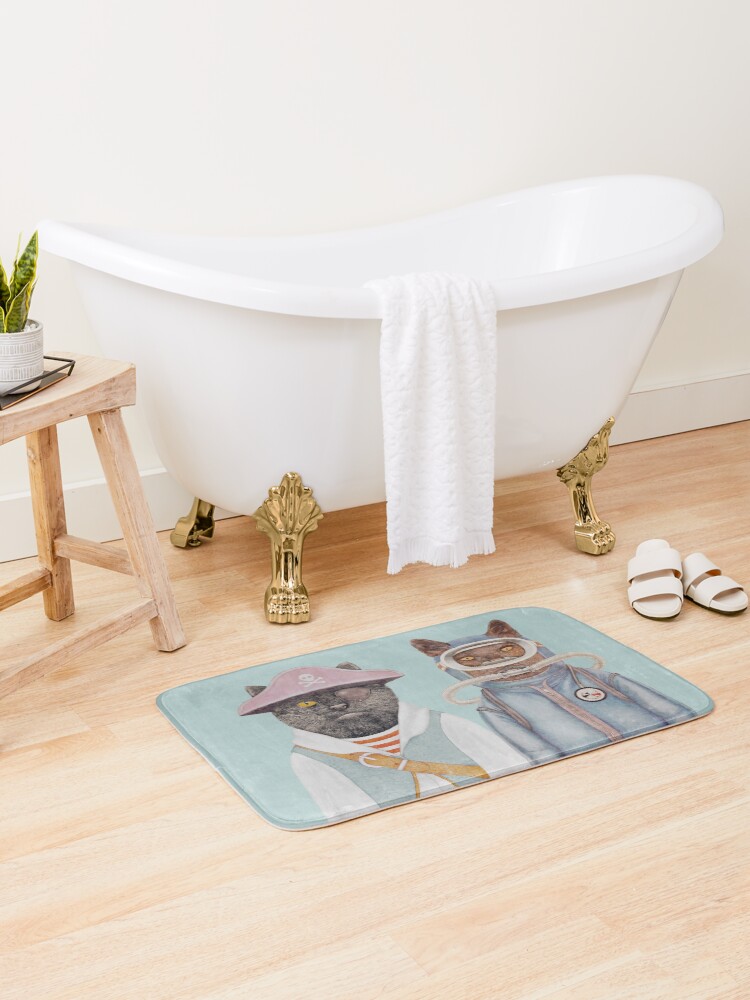 Thumbnail 2 of 6, Bath Mat, Aquatic Cats designed and sold by AnimalCrew.
